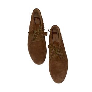 ULLA JOHNSON Adelaide Tan Suede Fringe Ankle Boots Lace Up Boho Western Shoes‎